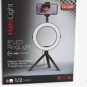 2 Halo devices 8" Ring light desk mounted with a phone holder for video/Blogs